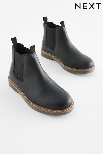 Black Standard Fit (F) Leather Chelsea Boots (117129) | £33 - £40