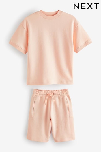 Peach Relax Fit Heavyweight T-Shirt and Shorts Set (3-16yrs) (117175) | £14 - £22