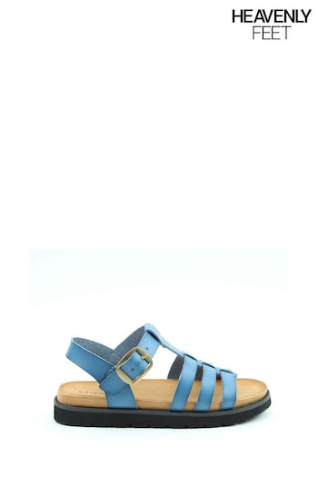 Heavenly Feet Blue Ladies Vegan Friendly Comfort Texas Sandals (117337) | £40