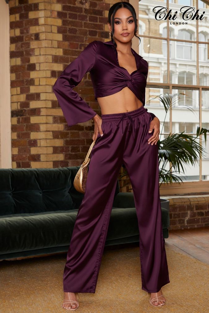 Purple palazzo pants sales