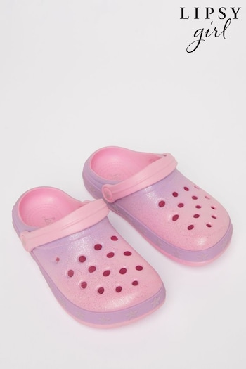 Lipsy Pink Slip On Glitter Clog Sandals (117716) | £12 - £13