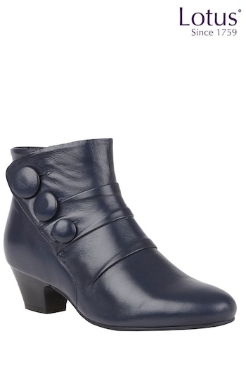 Lotus Navy Blue Leather Ankle Boots (117879) | £75