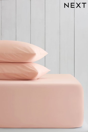 Dusky Blush Pink Cotton Rich Extra Deep Fitted Sheet (118100) | £18 - £24