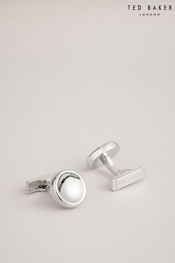 Ted Baker Curve Silver Tone Metal Circle Cufflinks (118165) | £40