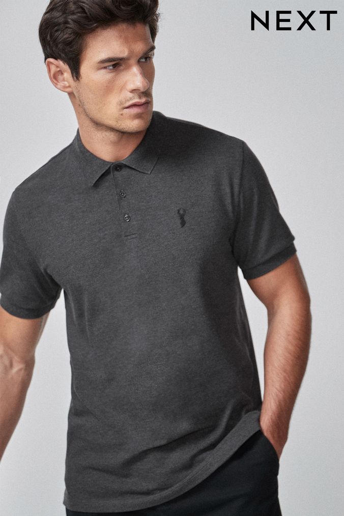 Dark grey mens polo shirt top