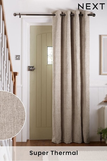 Natural Heavyweight Chenille Super Thermal Eyelet Door Curtain (118196) | £55 - £65