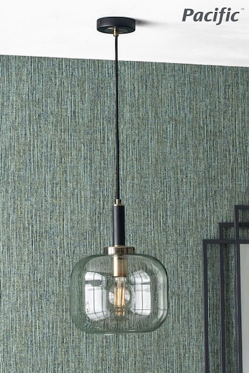 Pacific Black Florence Metal and Glass Pendant Ceiling Light (118547) | £80