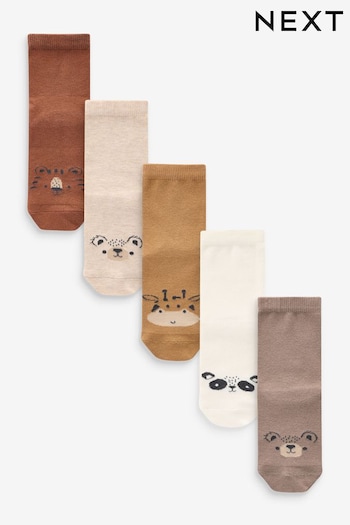 Neutral Animal Face Cotton Rich Socks 5 Pack (118804) | £7 - £8