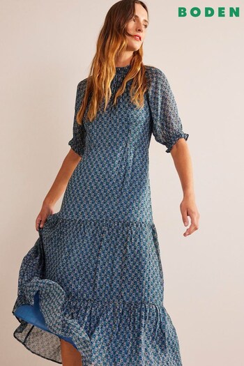 Boden Petite Blue Pretty GGT Maxi Tier Dress (118806) | £170