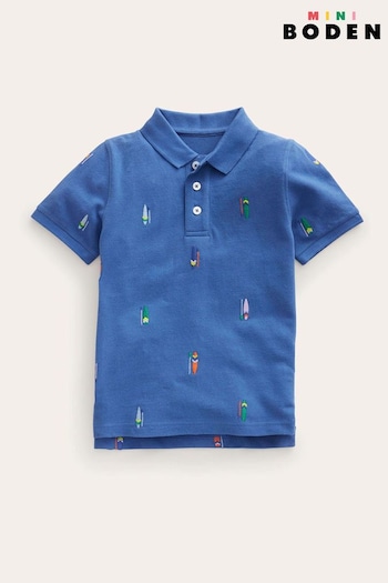 Boden Blue Embroidered Piqué Polo Shirt (118818) | £21 - £23