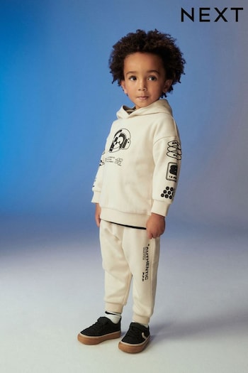 Ecru Off White Monkey Character Hoodie And Joggers Set (3mths-7yrs) (118819) | £18 - £22