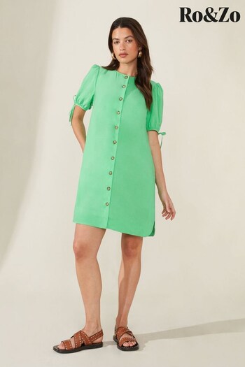 Ro&Zo Button Through Short Green Dress (118844) | £79