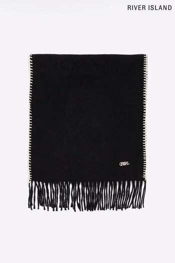 River Island Black Blanket Stitch Scarf (118970) | £18