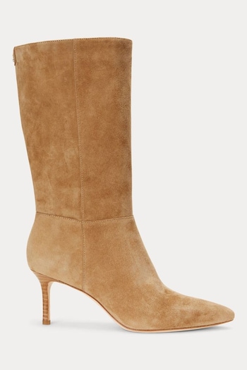 Leather Ralph Lauren Camel Leannah Suede Stiletto Heel Boots (119281) | £229