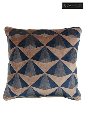 Riva Paoletti Blush Pink/Navy Blue Leveque Geometric Polyester Filled Cushion (119422) | £17