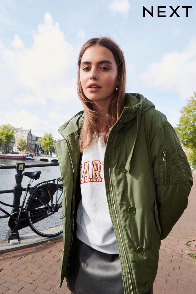 Long bomber 2025 jacket green