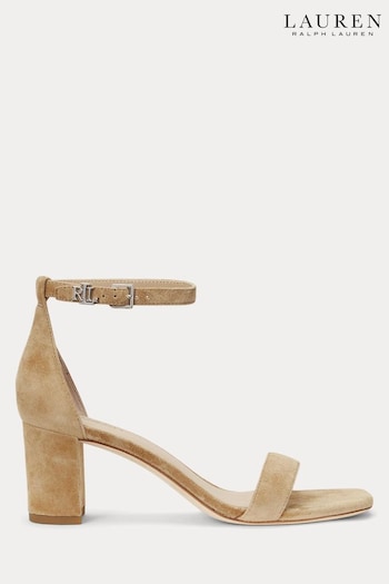 Lauren Ralph Lauren Logan Suede Heeled Camel Sandals (119543) | £149