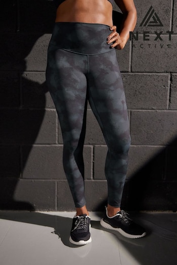 Navy Blue Tie Dye Print Atelier-lumieresShops Active Sports Tummy Control High Waisted Full Length Sculpting Leggings exaggerated (119569) | £34