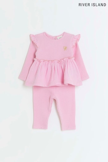 River Island Pink Baby Girls Peplum Set (119622) | £20