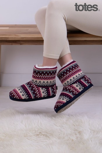 Totes Fairisle Ladies Fair Isle Knit Boot Slippers (119647) | £30