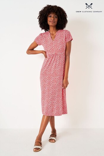 Crew Clothing Company Multi Red Floral Print Jersey Dress (119716) | £65