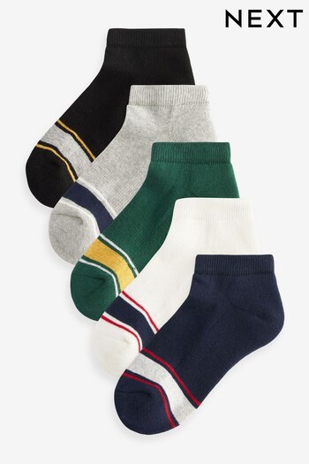Varsity Stripe Cotton Rich Trainer Socks 5 Pack (119839) | £7 - £9
