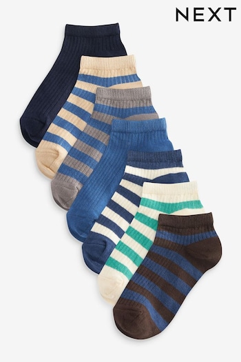 Blue Stripe Trainer Socks 7 Pack (119890) | £8 - £10