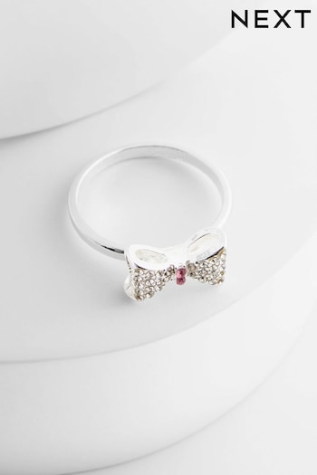 Silver Tone Bow Sparkle Ring (120046) | £6