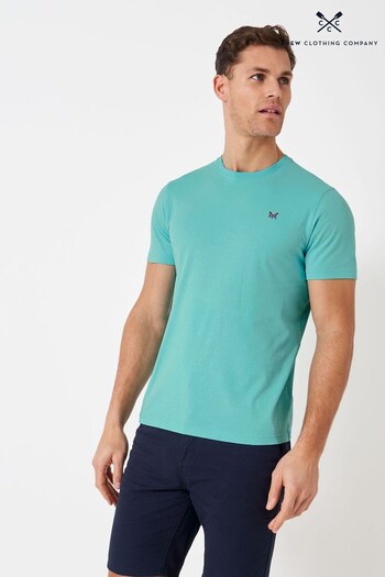 Crew pleated Clothing Aqua Blue Cotton Classic T-Shirt (120062) | £25