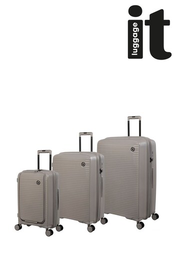 IT Luggage Grey Spontaneous 3 Piece Suitcase Set - Cabin Pocket Version (120077) | £240