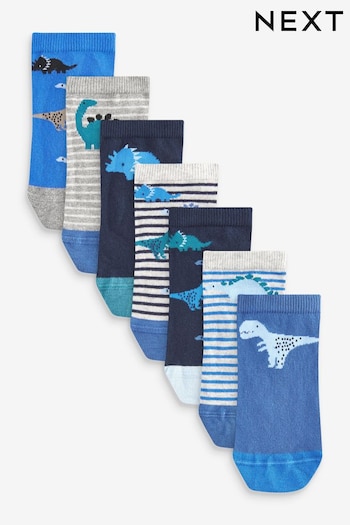 Blue Dinos Cotton Rich Trainer Socks 7 Pack (120106) | £7 - £9