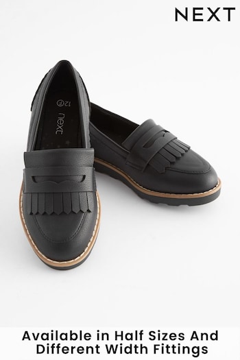Black Narrow Fit (E) School Tassel Loafers (120151) | £22 - £29