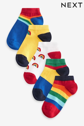 Bright Rainbows/Stripe Cotton Rich Trainers Socks 5 Pack (120207) | £7 - £8