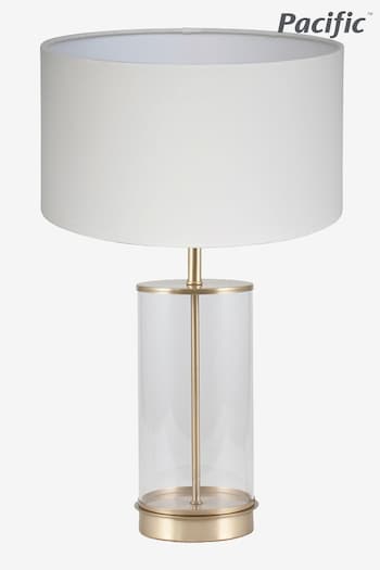 Pacific Champagne Gold Westwood Clear Glass Metal Table Lamp (120285) | £140