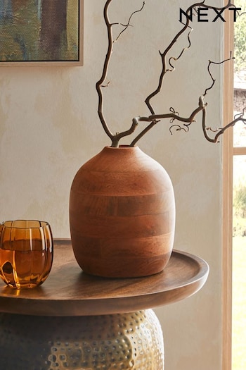 Brown Mango Wood Tonal Vase (120370) | £36