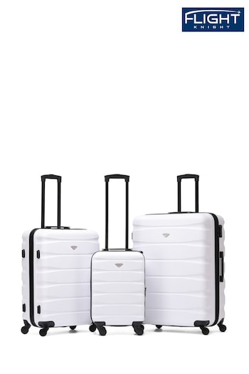 Flight Knight Black Set of 3 Hardcase Large Check in Suitcases and Cabin Case (120384) | £150