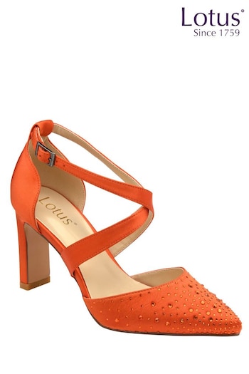 Lotus Orange Diamante Pointed-Toe Court BUSINESS Shoes (120861) | £70