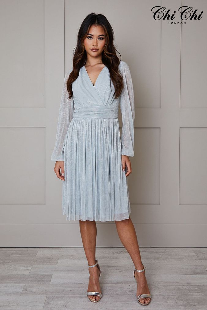Chi chi london lace embroidered top maxi dress with pleated skirt in wine top