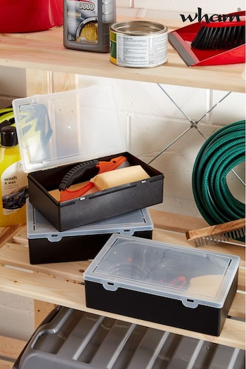 Wham Set of 3 Black Plastic Organiser Box (121324) | £16