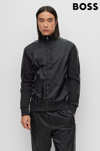 BOSS Black Monogram Jaquard Zip Through Sweatshirt (121473) | £239