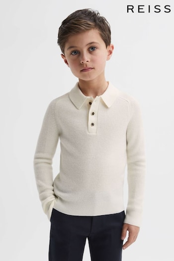 Reiss Ecru Holms Junior Merino Wool Polo Shirt (121808) | £38