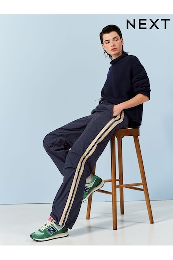 Navy/Camel Side Stripe Nylon Track Joggers (121818) | £28