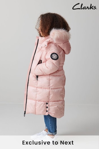Clarks Pink Girls Longline Coat (121902) | £75 - £78