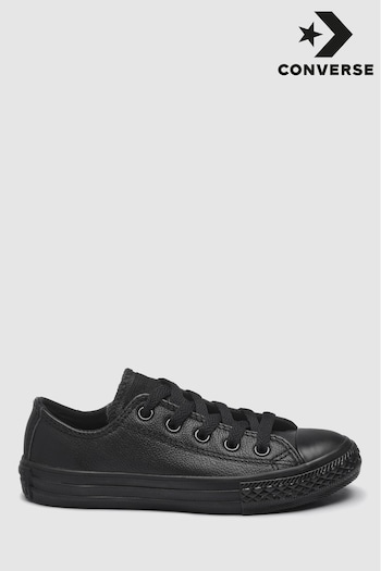 Converse Black Leather Chuck Taylor Ox Low Junior Trainers (122074) | £37