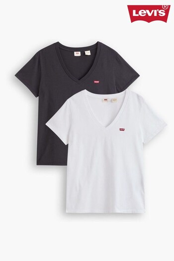 Levi's® Black/White V-Neck T-Shirts 2 Packs (122319) | £35