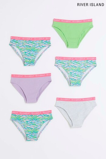 River Island Purple Zebra Print Girls Briefs 6 Pack (122529) | £12 - £16