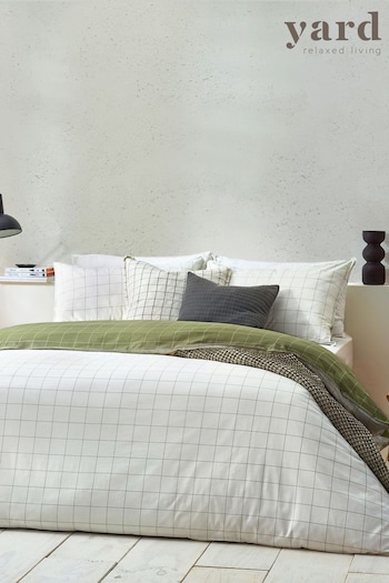 Yard MossNatural Howarth Check Cotton Reversible Duvet Cover Set (122672) | £32 - £56