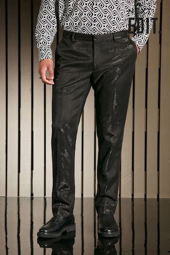Black EDIT Slim Glitter Tuxedo Suit Trousers (122686) | £40