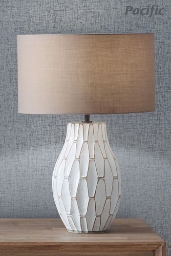 Pacific White Gaudi White Stoneware Geometric Table Lamp (122765) | £130