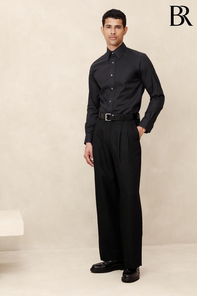 Party wear black shirt for men clearance
